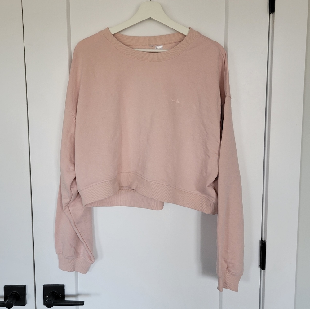 Cropped French Terry Crew Sweater